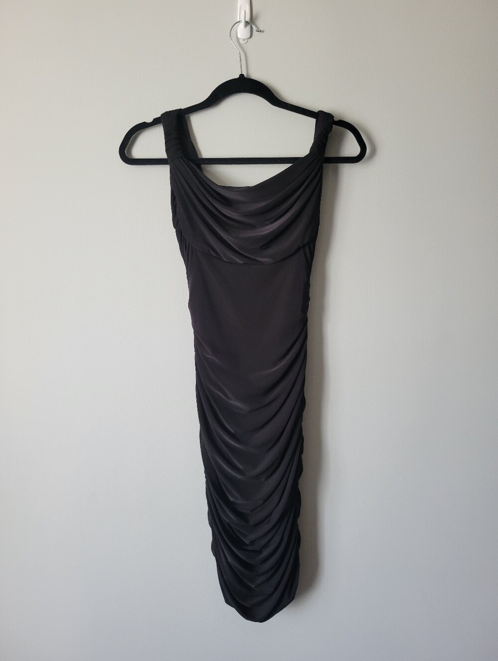 Frank Lyman Design Black Draped Midi Dress